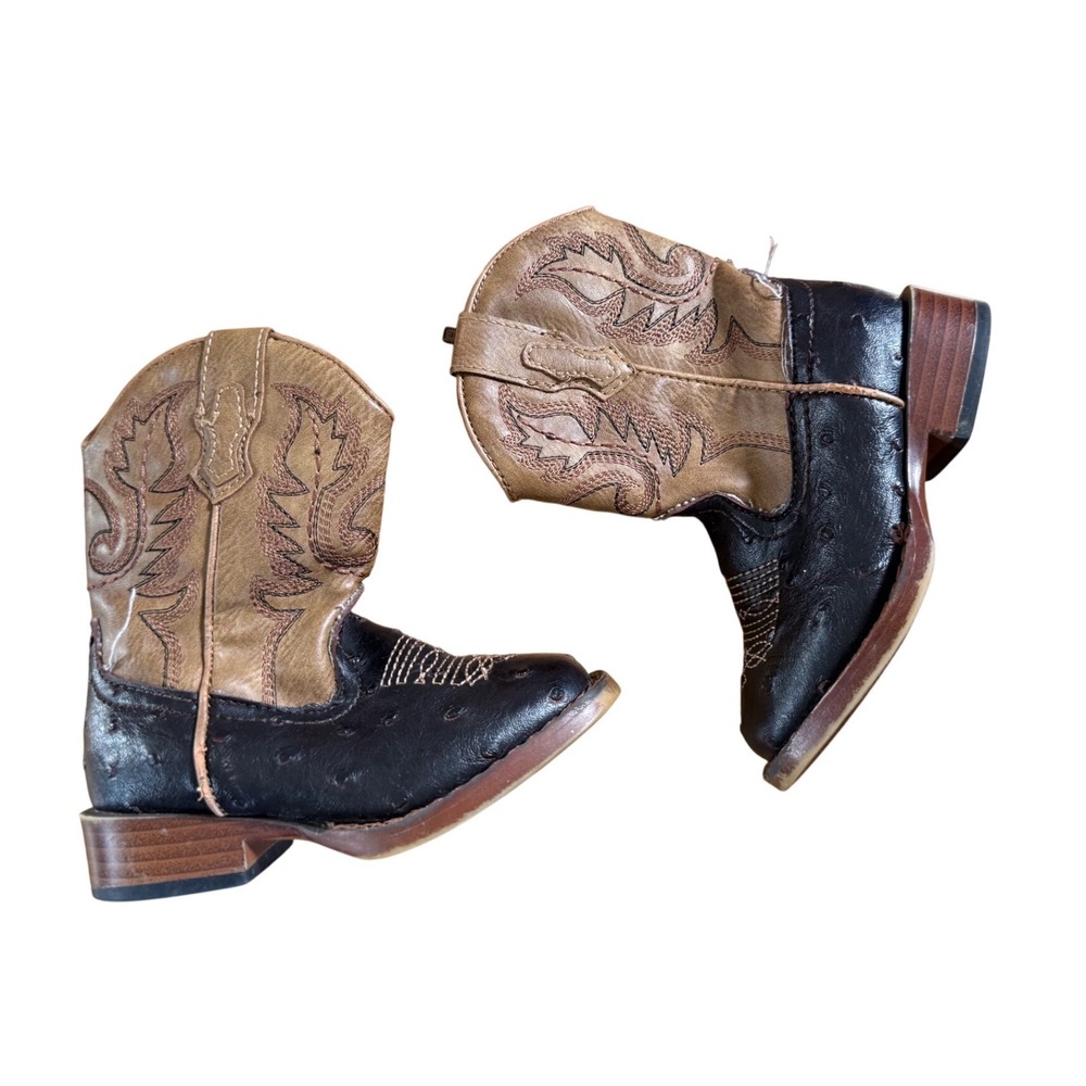 Roper cowboy toddler brown and black leather boots western